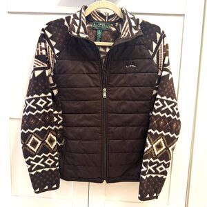 L-RL Lauren Active Ralph Lauren, Aztec Print, Fleece Puffer Vest Jacket, Size M